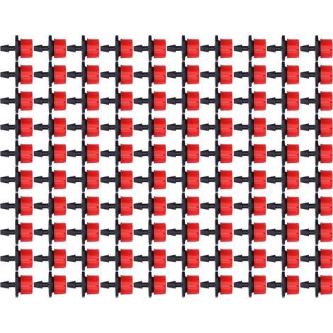 Lot de 100 Goutteurs d'Irrigation Goutte-à-Goutte 8 Trous, Arroseur Réglable pour Jardin, Serre et Cour, Rouge (1/5)