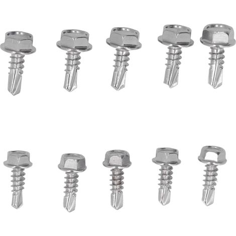 Lot de 100 vis à tête hexagonale auto-perceuses en inox 410 argenté 4.2x13mm 4.8x13mm pour métal bois meuble bricolage (1/5)