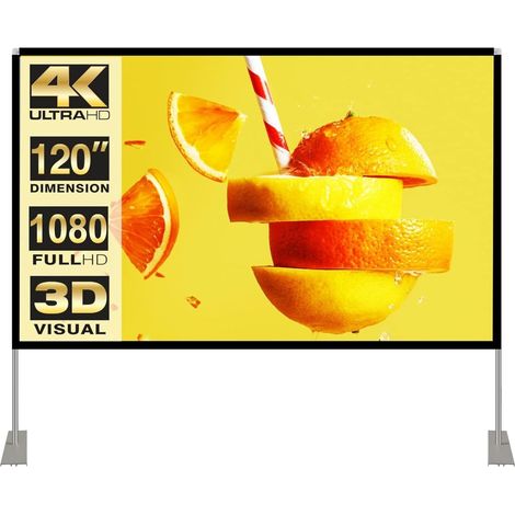 écran de Projection 120 Pouces 16:9 HD 4K Pliable pour cinéma extérieur Maison (1/5)