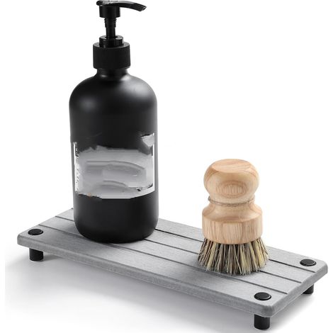Tapis porte-éponge à séchage rapide en diatomite - Plateau organisateur pour évier de cuisine 25 x 10 cm, rangement pour brosse à dents, flacon de savon et distributeur de maquillage dans la salle de  (1/5)