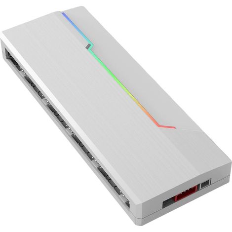 Kabelloser ARGB-PWM-Beleuchtungs-Synchronisationscontroller, 10-Port-4-Pin-PWM-3-Pin-ARGB-Adapter, speziell für DIY-Computer-Setups, Weiß (1/5)