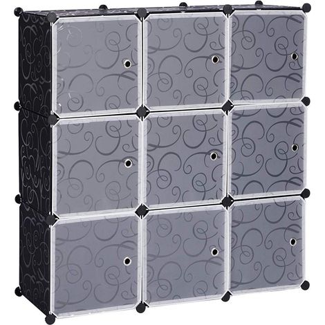 WOLTU DIY Kleiderschrank mit Tür, 9 Fächer schwarz (1/5)