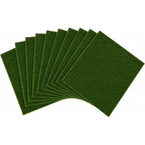 Lot de 10 carrés de faux gazon (15 x 15 cm, épaisseur 3 mm) pour -jardins, décoration de maisons de poupées, paysages atures, pelouses artificielles et loisirs créatifs. (1/5)