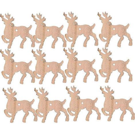 12 Weihnachtsdekorationen zum Aufhängen am Baum: Herz, Rentier, Engel, aus Holz, zum Selbstzusammenbauen. (1/5)