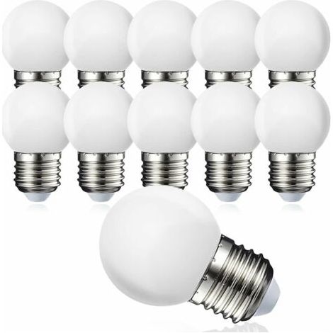 Lot de 10 globe LED E27 G45 - Blanc chaud 3000 K - 5W G45 - Coque en polycarbonate mat - Intensité non variable [Classe énergétique G] (1/4)