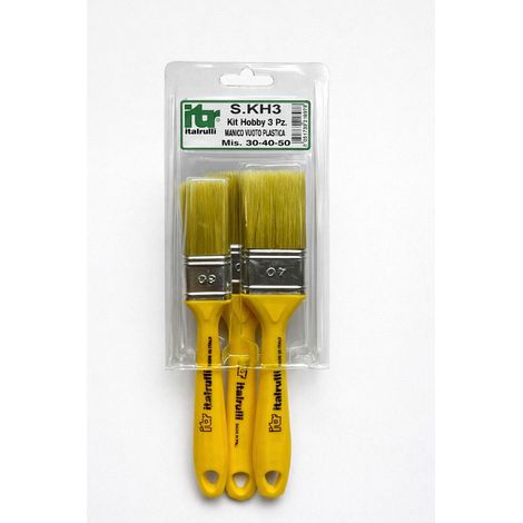 KIT PENNELLESSA MANICO PLAST GIALLO 30-40-50 3PZ- ITALRULLI- 6,0 pz
