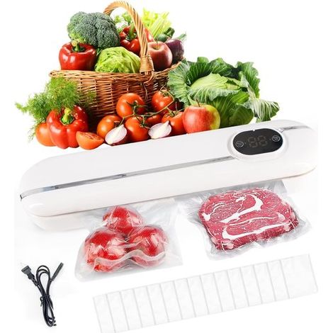 Selladora al vacío，dispositivo para envasar alimentos al vacío，con pantalla LED，incluye 10 bolsas para envasar al vacío (1/5)
