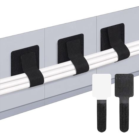 60 Pièces Attache Cable Adhesif, Kit Cable Management avec Scratch Cable Réutilisable, Gestion des Câbles sous Bureau pour Cache Cable Bureau et Range Cable Bureaus, Anti-Dérangement (1/5)