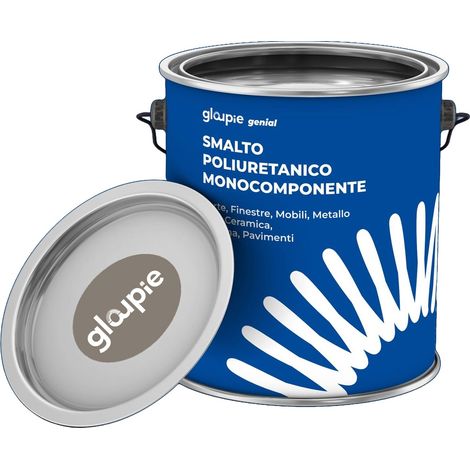 GLOUPIE GENIAL Smalto Poliuretanico Monocomponente Ad Acqua Per Interni Ed Esterni, Greige Opaco, 0,75 Lt, Made In Italy