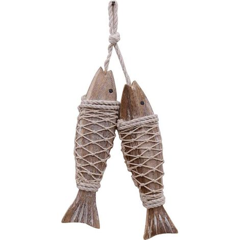 Poisson En Bois - Décoration Murale Nautique - Pour Intérieur Et Extérieur - Hauteur 8 Pouces Et 12,5 Pouces - Lot De 2 (1/5)