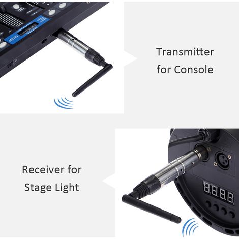 Émetteur et récepteur sans fil ultra longue distance 1000 M 2,4 G ISM DMX512, contrôleur d'éclairage 23 DBM avec antenne pour lampe à effet PAR de lumière de scène (1/5)