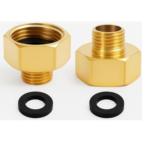 2 PCS Adaptateur de transition pour cuisinière à gaz à droite de 1/2" vers à droite de 1/4", Filetage Droit Cylindrique avec Joint D’étanchéité, Raccord de Transition pour Cuisinière, Gril, Tuyau Gaz (1/5)
