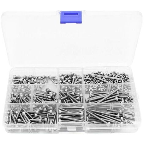 royaluxe-440PCS M3 Bouton à Tête Hexagonale Socket Tête Câble Boulons Vis avec écrous Assortiment en Acier inoxydable