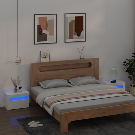 Tables de chevet 2 pcs-Lot de 2 Table de nuit avec LED Blanc 60x35x40 cm 133304 (1/5)