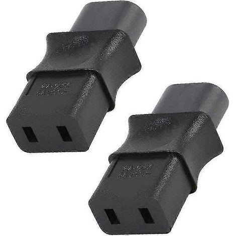 2er-Packung IEC 320 C8-Stecker auf IEC 320 C9-Buchse-Netzadapter (2-polig), 6 A/250 V, Industrie-Netzteil, schwarz