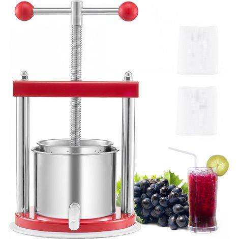 VEVOR Pressa Manuale per Vino di Frutta Cesto in Acciaio Inox 1,65L con Manico, Spremiagrumi Manuale per Bevande Alcoliche Pressa per Sidro, Mela, Uva, Tintura, Miele, Olio deOliva Cucina, Casa