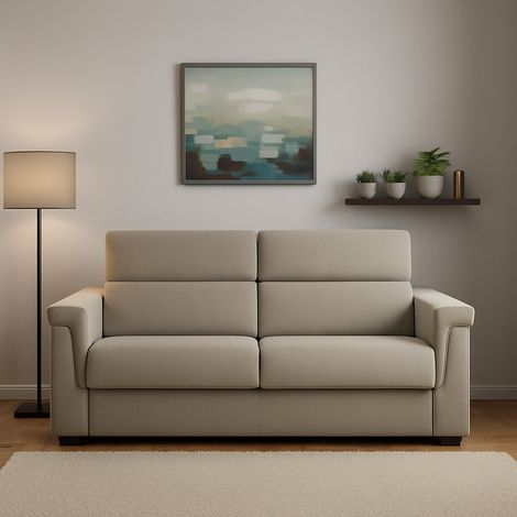 Divano Letto 2 Posti Rigolato, Sfoderabile, Contenitore Made in Italy, di Apertura a Ribalta, 185x95 cm Grigio Tortora (1/5)