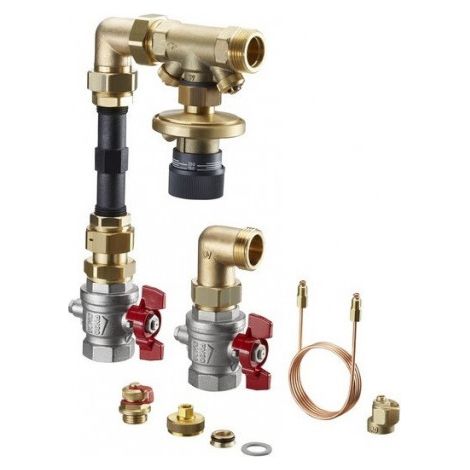 OVENTROP Kit de raccordement de compteur de chaleur pour Multidis SF et Regudis W-HTE avec Hycocon DTZ DN 20, équerre, robinets à boisseau sphérique DN 25, 1404682