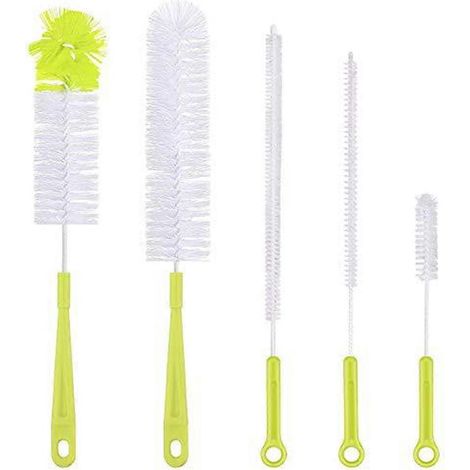 Brosse longue pour nettoyer les bouteilles, brosse à long manche, brosse pour casseroles, brosse à vaisselle et légumes pour laver les légumes étroits (1/4)