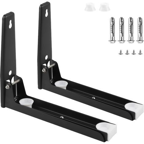 Wandhalterung für Mikrowelle, Edelstahl 201, klappbar und teleskopierbar, maximale Traglast 40 kg, Schwarz (1/5)