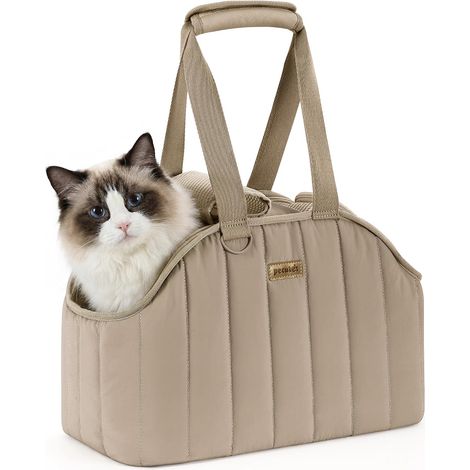 Sac Transport Petit Chien - Sac de Transport pour Petit Chien Respirant et Pliable en Coton avec Bords Doux, Confortable pour Voyages, Métro, Vétérinaire, Adapté aux Chats,XL,Kaki (1/5)