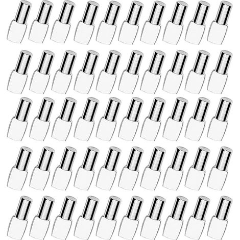 100 pezzi di perni per ripiani, supporti per ripiani, spilli per ripiani, staffe in metallo nichelato per armadietti, accessori per ufficio - 5 mm19 mm