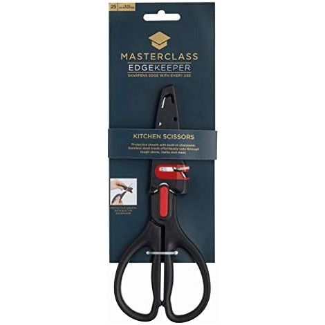 MasterClass EdgeKeeper Tijeras de cocina con funda afiladora, acero inoxidable, 22cm (8.5"), envasadas en almeja