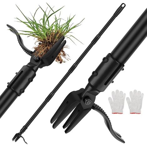 Weed Killer with 4 Claws and Stainless Steel Pedal for Weed Removal, Garden Tool with Adjustable Long Handle (64") (1/5)