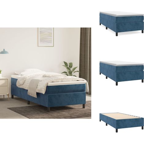 Boxspringbett mit Matratze Dunkelblau 80x200 cm Samt - Samtbett - Boxspringbett - Doppelbett - Bettenrahmen - Luxusbett (1/5)