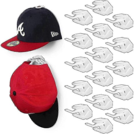 Crochets adhésifs muraux pour chapeaux (paquet de 1/16), présentoir à casquettes de baseball, présentoir à chapeaux blanc simple (1/5)