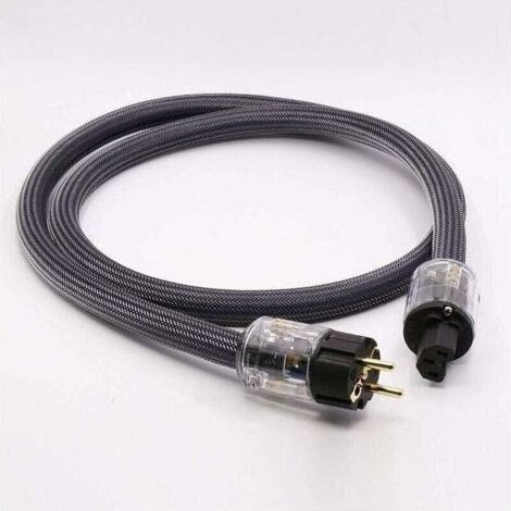 Cuivre pur avec câble d'alimentation HiFi blindé Cordon d'alimentation audio, XU,professionnel Câble d'alimentation secteur (plaqué or en norme européenne, 0.5cm) - (1/4)