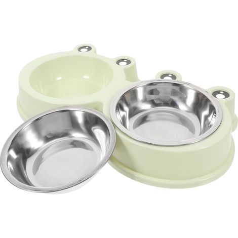 Gamelle pour Chat et Chien en Acier Inoxydable Fond Antidérapant, Capacité Optimale, Design Grenouille en Abs, pour Animaux de Compagnie
