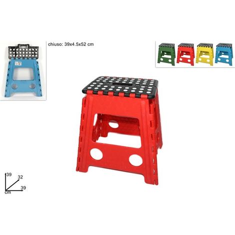 1 Pezzo Sgabello in Plastica Pieghevole Alto 39 x 39 x 32 cm Vari Colori (1/2)