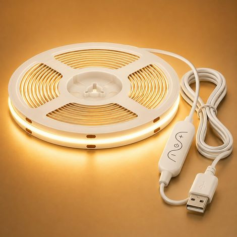 Ruban LED COB 3 m,Blanc chaud 2700 K, Intensité variable, 5 V CC (1/5)