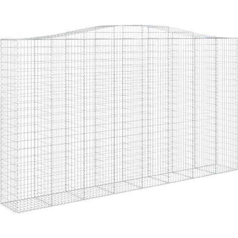 Gabbione cesto gabbia recinzione muro di contenimento ad arco 400 x 50 x 220/240 cm ferro zincato Argento 020040096