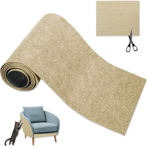 Tapis giffoi autocollant pou chat - 40 x 200 cm - Potection muale conte les ayues - Tapis à gatte - Tapis à gatte mual - Tissu pou abe à chat - Kaki (1/2)