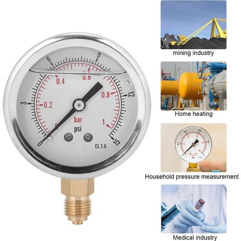 Manomètre à vide radial à bain d'huile TS PGGZ604-0bar 1/4BSP Y60 pour la métallurgie du pétrole (1/5)