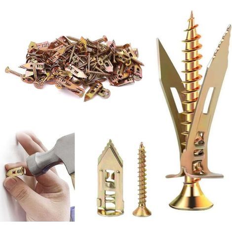 Dübel- und Bohrschrauben-Set für Trockenbauwände, Möbelreparaturwerkzeug (50-teilig, 4+3,5 cm) (1/4)