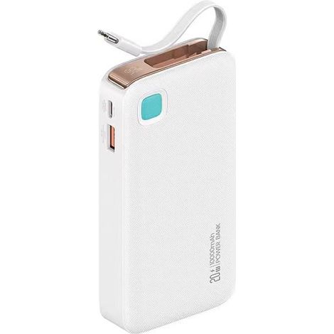Usams Powerbank mit einziehbarem USB-C-Kabel, 10000 mAh, PD 20W Schnellladung, XY-Serie, Weiß, 10KCD22402 (US-CD224) (1/5)