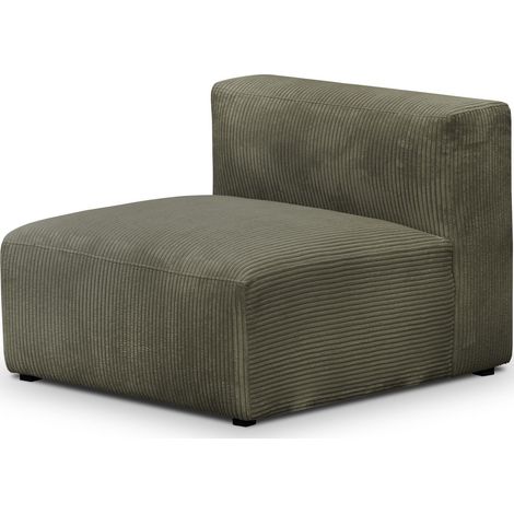 Chauffeuse sans accoudoirs modulable en velours côtelé vert kaki - Modulo (1/5)