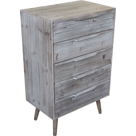 Cassettiera con 5 cassetti in legno 60x40xH95 cm (1/4)