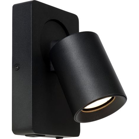 Lucide NIGEL - Bettlampe / Wandleuchte - LED Dim to warm - GU10 - 1x5W 2200K/3000K - Mit USB-Ladepunkt - Schwarz (1/5)
