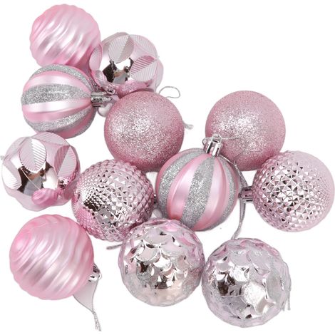 Dekorative Weihnachtskugeln für den Baum, ideal für Familienfeste, Gartenpartys und Geburtstage (rosa). (1/5)
