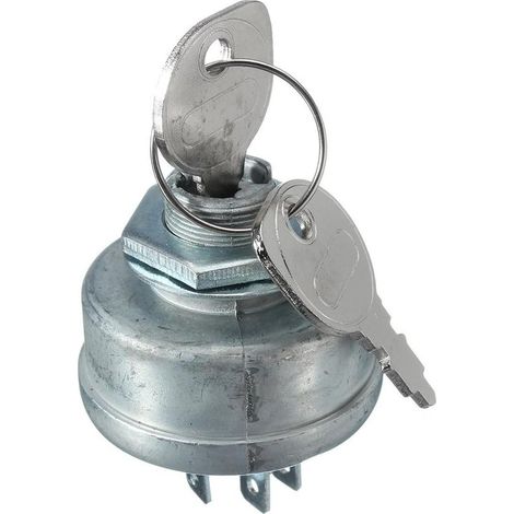 Interruptor de encendido para cortacésped - Interruptor de arranque con llave - Arranque del motor - Conexión de 5 pines - 48,6 mm - Plateado (1/5)