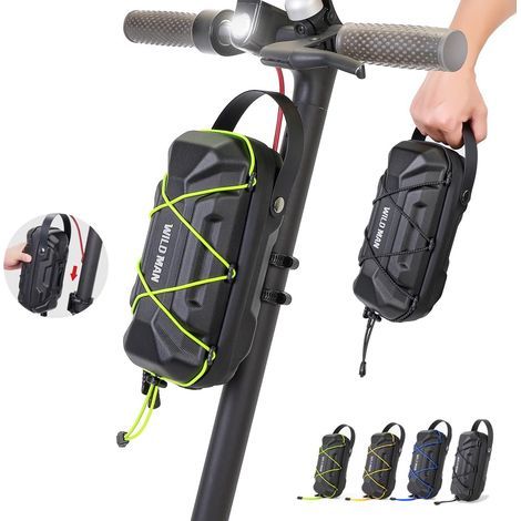 Sacoche de guidon WILD MAN 2L étanche à la pluie et à dégagement rapide, coque rigide, étanche, pour trottinettes et vélos pliants (GD6X, Noir) (1/5)