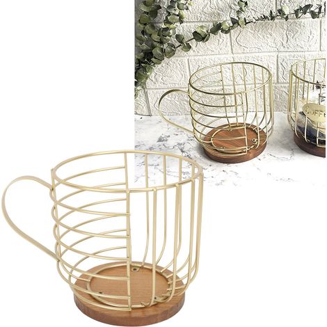 Porte-capsules de café en fer, présentoir en forme de tasse, panier de rangement pour la cuisine et le salon, or uni (1/5)