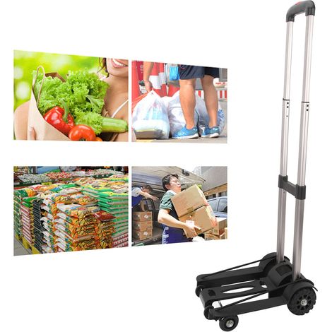 Chariot pliable à roulettes, chariot à plateau portable/chariot pliable, adapté au transport de bagages, aux voyages, aux déménagements, aux courses et à une utilisation au bureau. (1/5)