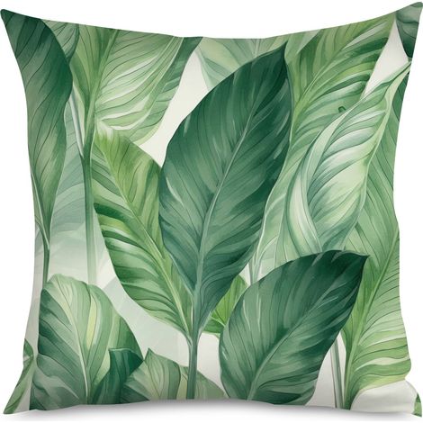 Housse de coussin imprimé feuilles de palmier nain (1/5)