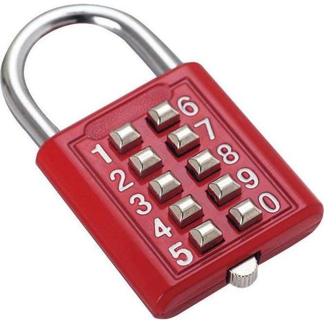 Bouton combinaison cadenas de sécurité serrure numérique valise coffre à bagages porte tiroir boîte outils bricolage 10 chiffres, mécanisme verrouillage 5 positions rouge mécanismes clé aveugle (1/4)