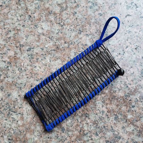 Pinza para el cabello tipo banana extensible, peine doble, accesorio para el cabello, para cabello grueso y elástico, 30 dientes, pinzas para el cabello para mujer, azul rey